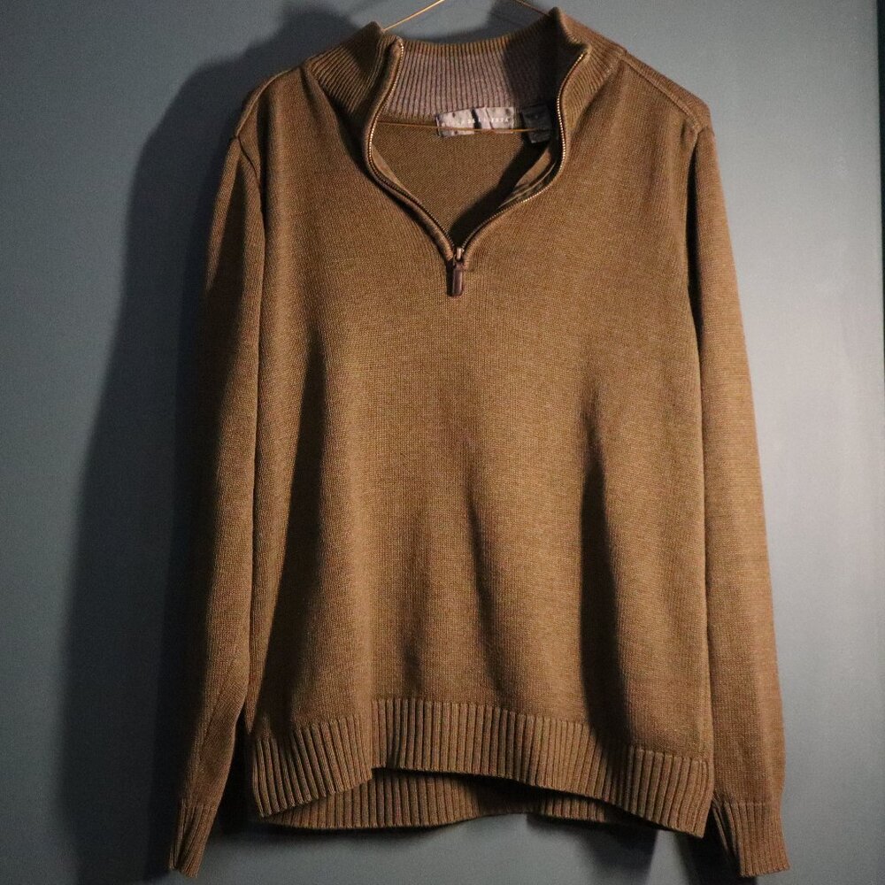 Oscar De La Renta Olive Green quarter zip pullover sz S